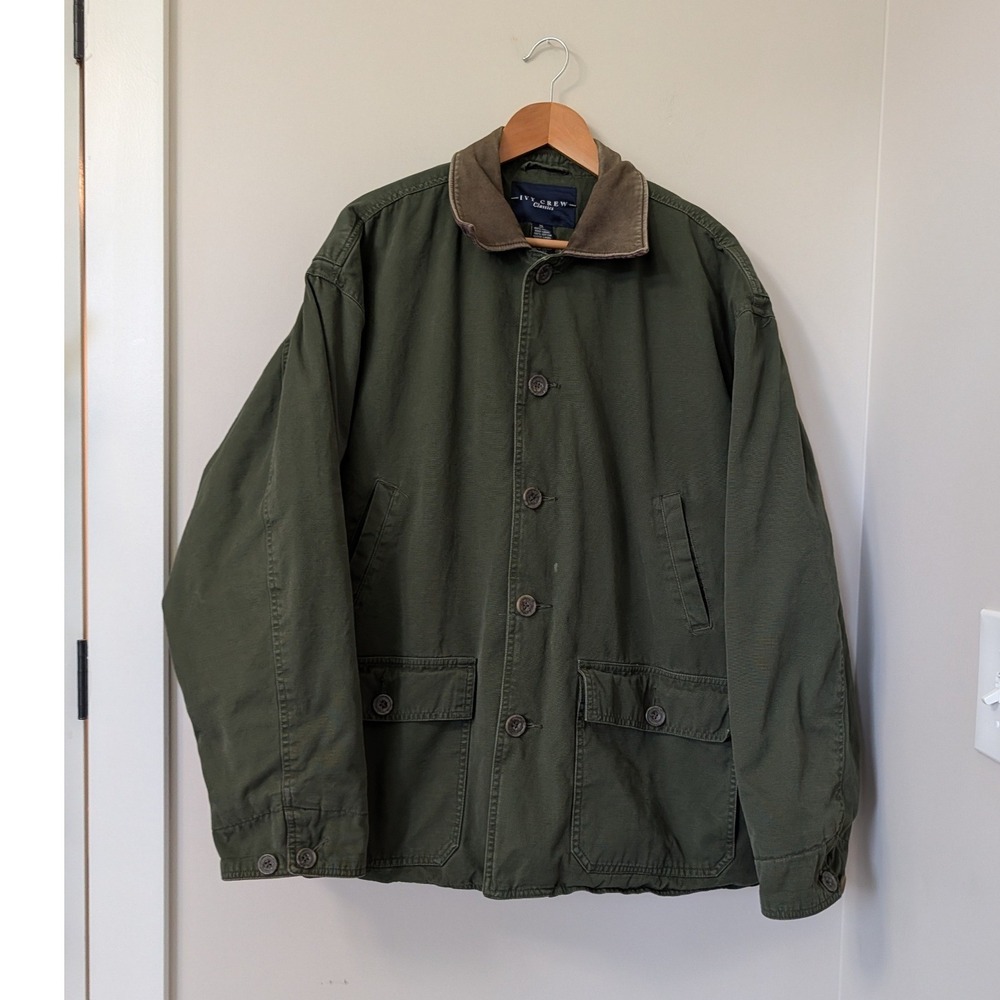 Vintage Ivy Crew Mens XL Barn Jacket Olive Green Cotton Canvas Chore Ranch
